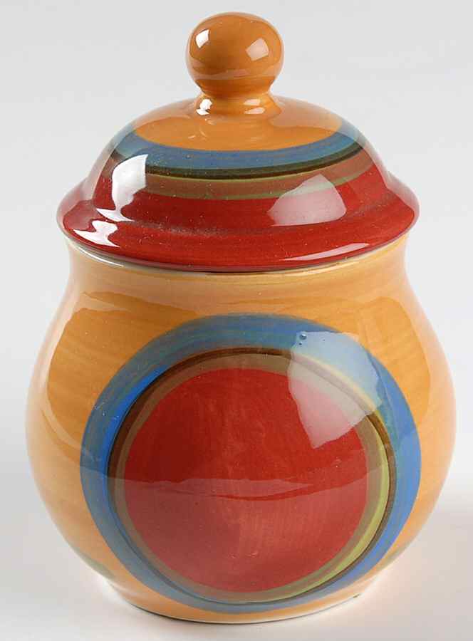 Creation Orange Sugar Bowl & Lid by Gail Pittman-1