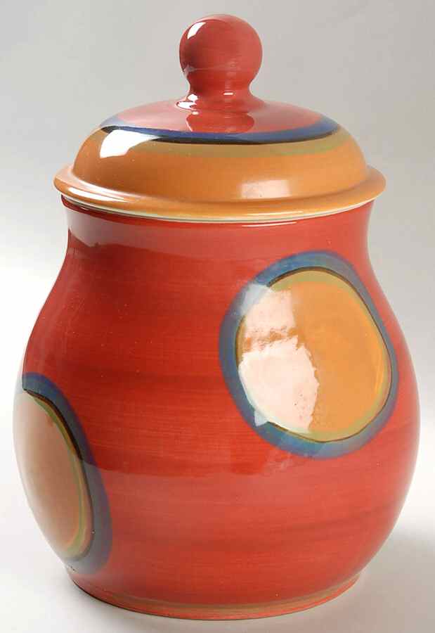 Creation Red Cookie Jar & Lid by Gail Pittman-1