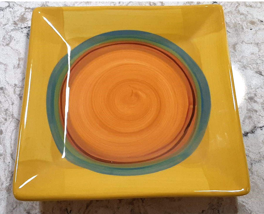 Creation Yellow Square Salad Plate by Gail Pittman-1