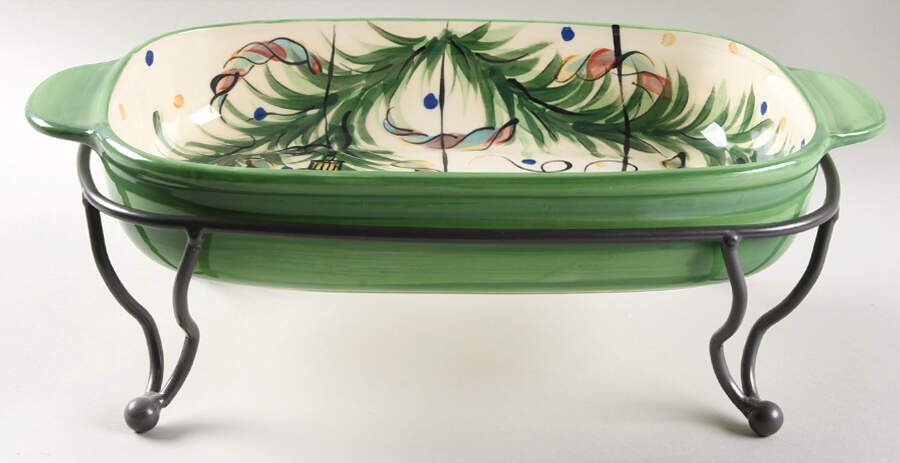 Yuletide 16" Rectangular Baker with Metal Stand by Gail Pittman-1