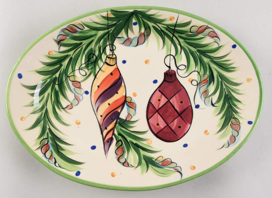 Yuletide 13" Oval Serving Platter by Gail Pittman-1