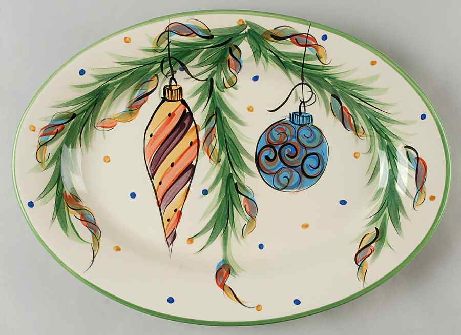 Yuletide 16" Oval Serving Platter by Gail Pittman-1