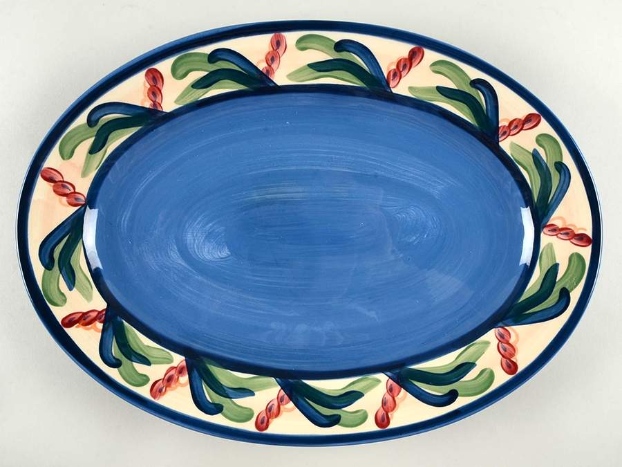 Blue Juniper 15" Oval Serving Platter by Gail Pittman-1