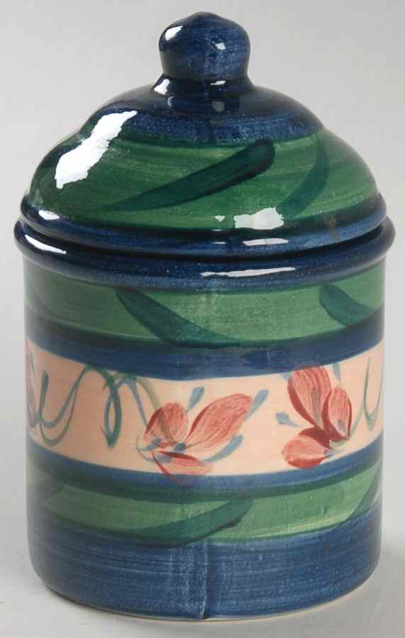 Light Blue Grapevine Sugar Bowl & Lid by Gail Pittman-1