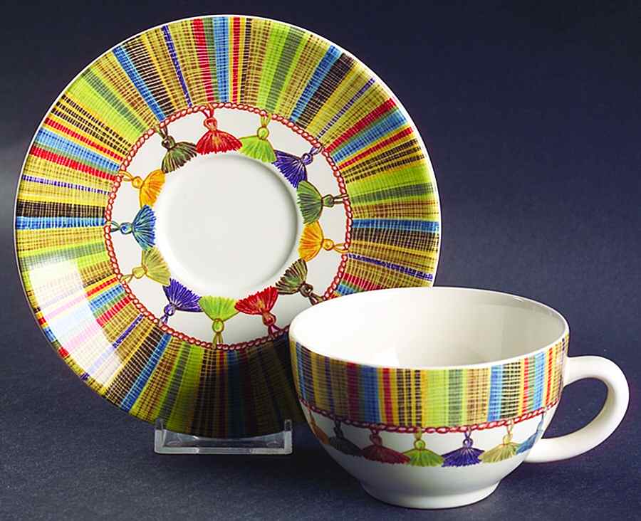 Taffetas Flat Cup & Saucer Set by Faiencerie De Gien-1