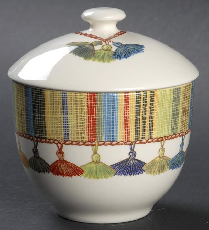 Taffetas Sugar Bowl & Lid by Faiencerie De Gien-1