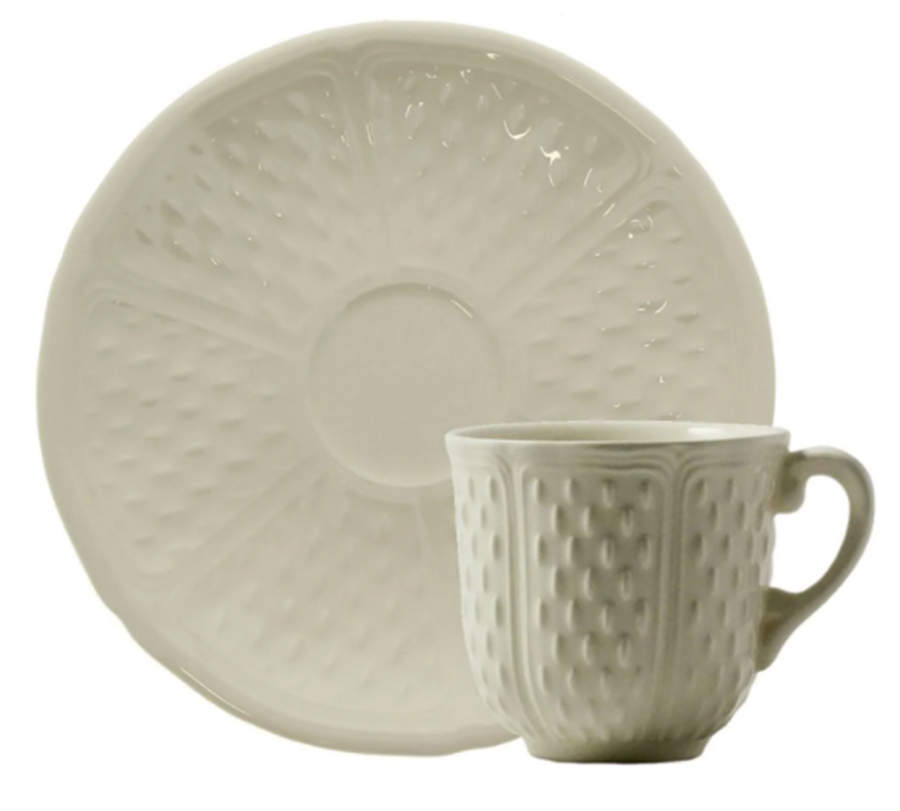 Pont Aux Choux (White) Espresso Cup and Saucer Set by Faiencerie De Gien-1
