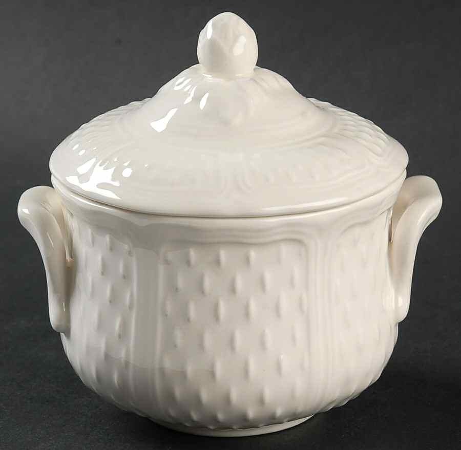 Pont Aux Choux (White) Sugar Bowl & Lid by Faiencerie De Gien-1