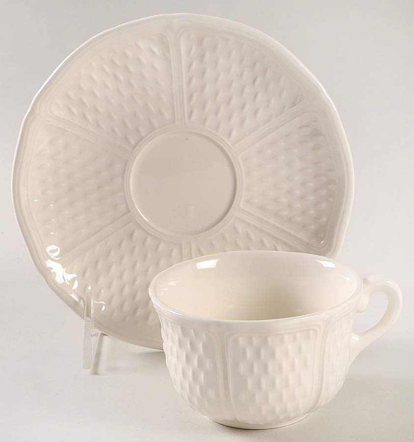 Pont Aux Choux (White) Jumbo Cup & Saucer Set by Faiencerie De Gien-1