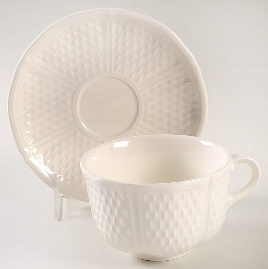 Pont Aux Choux (White) Breakfast Cup & Saucer Set by Faiencerie De Gien-1