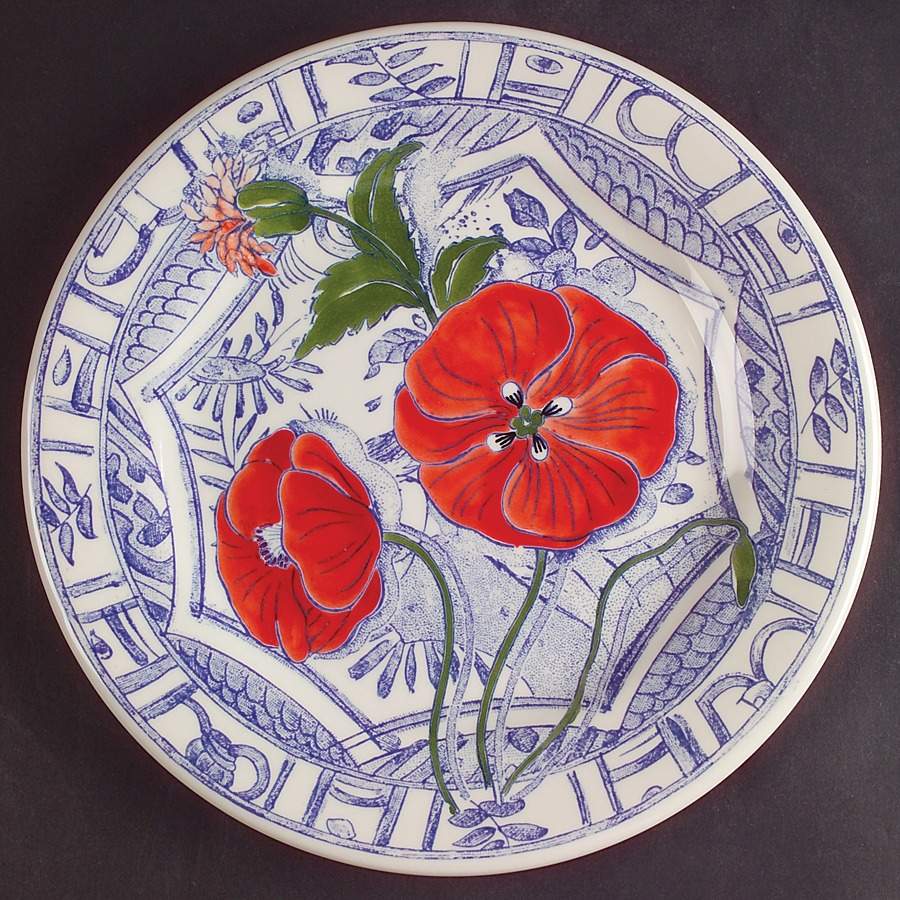 Oiseau Bleu Flowers Salad/Dessert Plate by Faiencerie De Gien-1