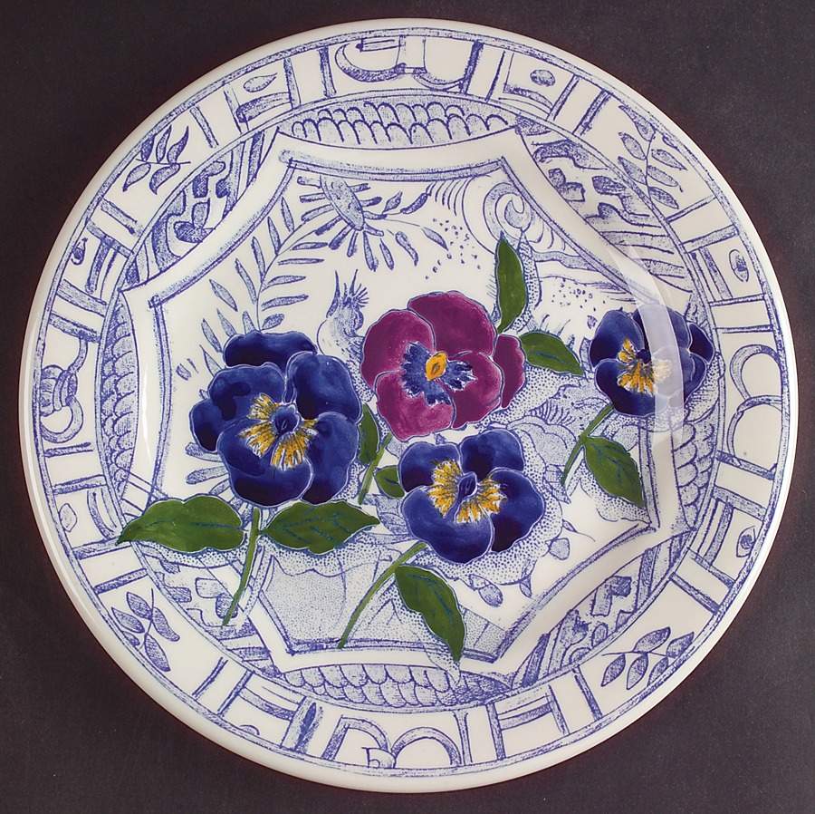 Oiseau Bleu Flowers Salad/Dessert Plate by Faiencerie De Gien-1