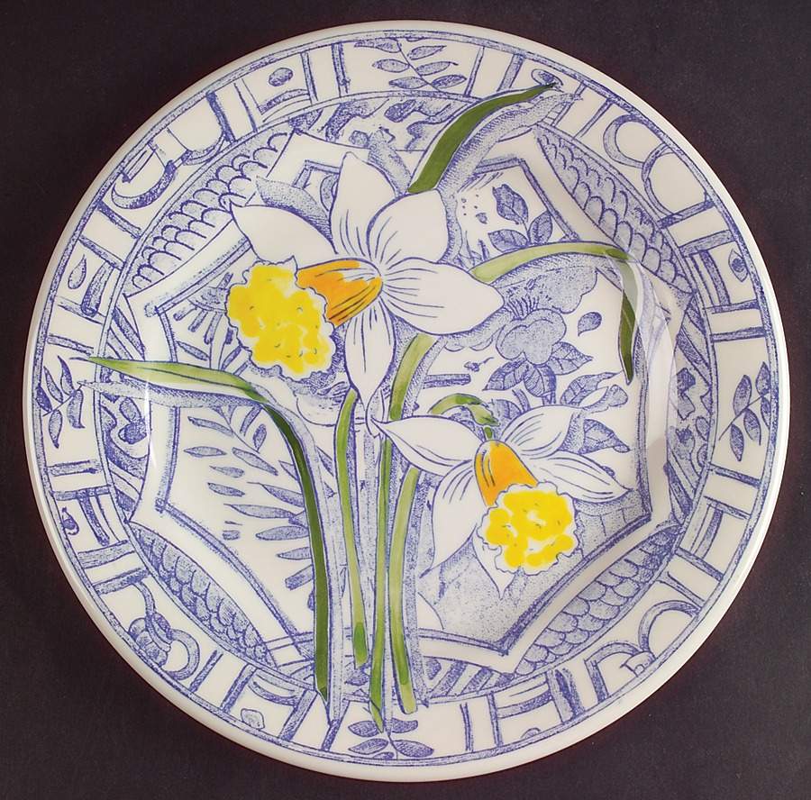Oiseau Bleu Flowers Salad/Dessert Plate by Faiencerie De Gien-1