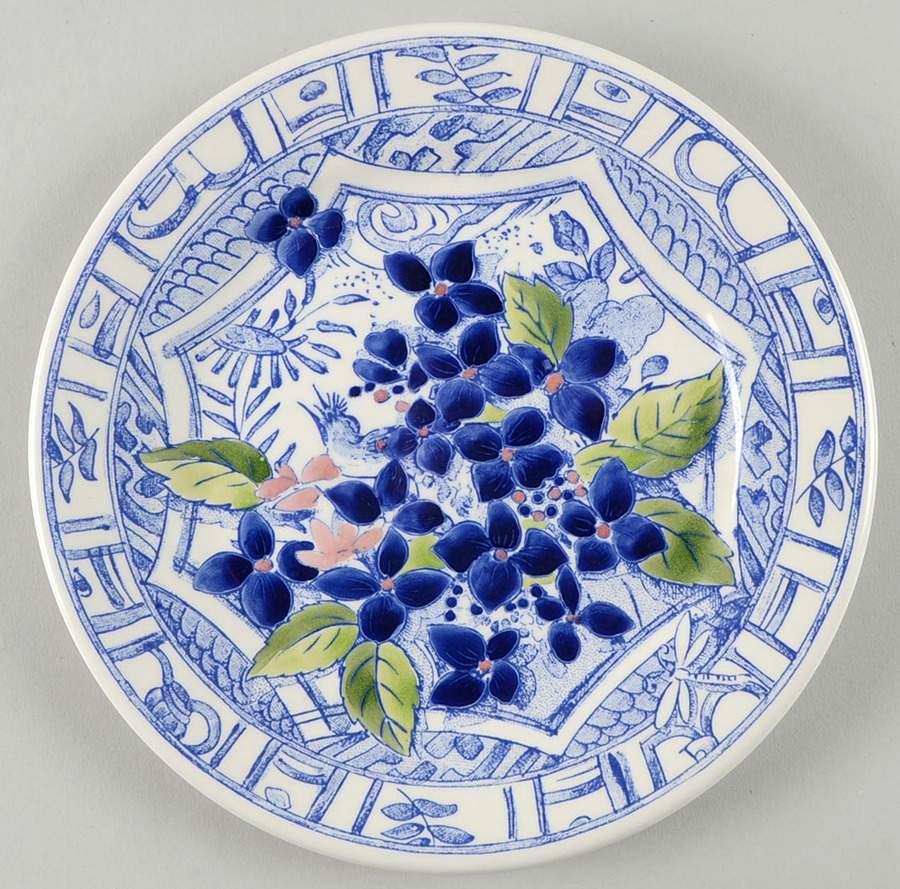 Oiseau Bleu Flowers Salad/Dessert Plate by Faiencerie De Gien-1