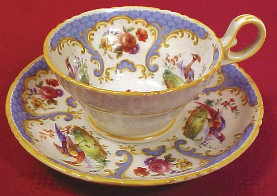 Rutland Blue (Scalloped, Yellow Trim) Footed Demitasse Cup & Saucer Set by Grosvenor-1