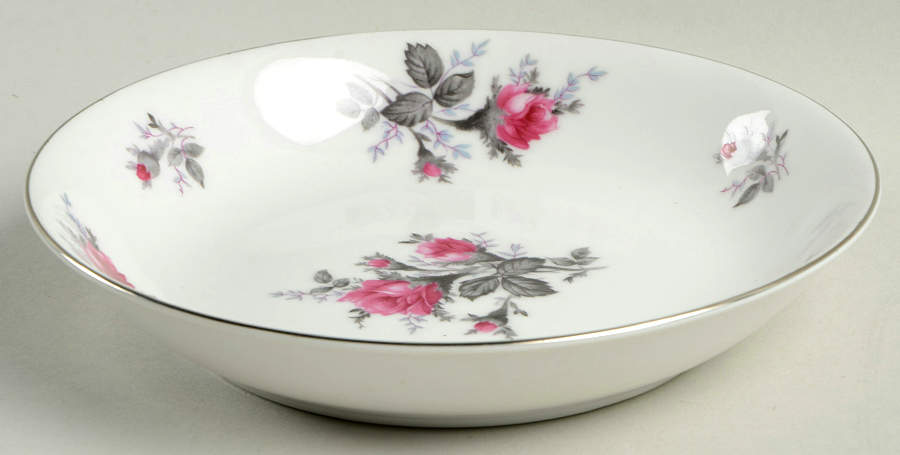 New Moss Rose (Platinum Trim) Coupe Soup Bowl by Gold Coast-1