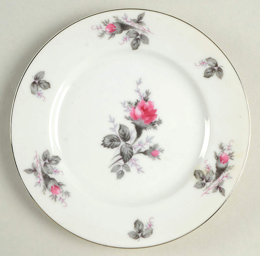 New Moss Rose (Platinum Trim) Bread & Butter Plate by Gold Coast-1