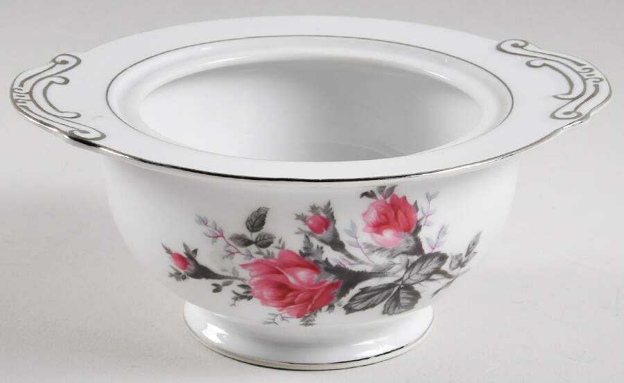 New Moss Rose (Platinum Trim) Sugar Bowl No Lid by Gold Coast-1
