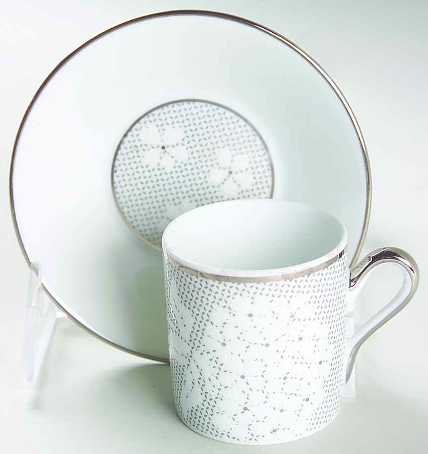Silver Flat Demitasse Cup & Saucer Set by Ginori 1735-1