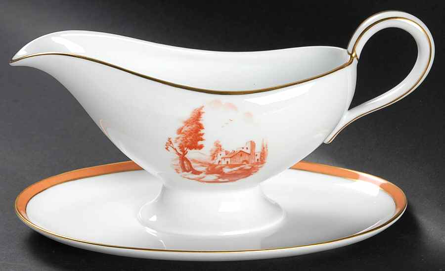 Tuscany Gravy Boat with Attached Underplate by Ginori 1735-1