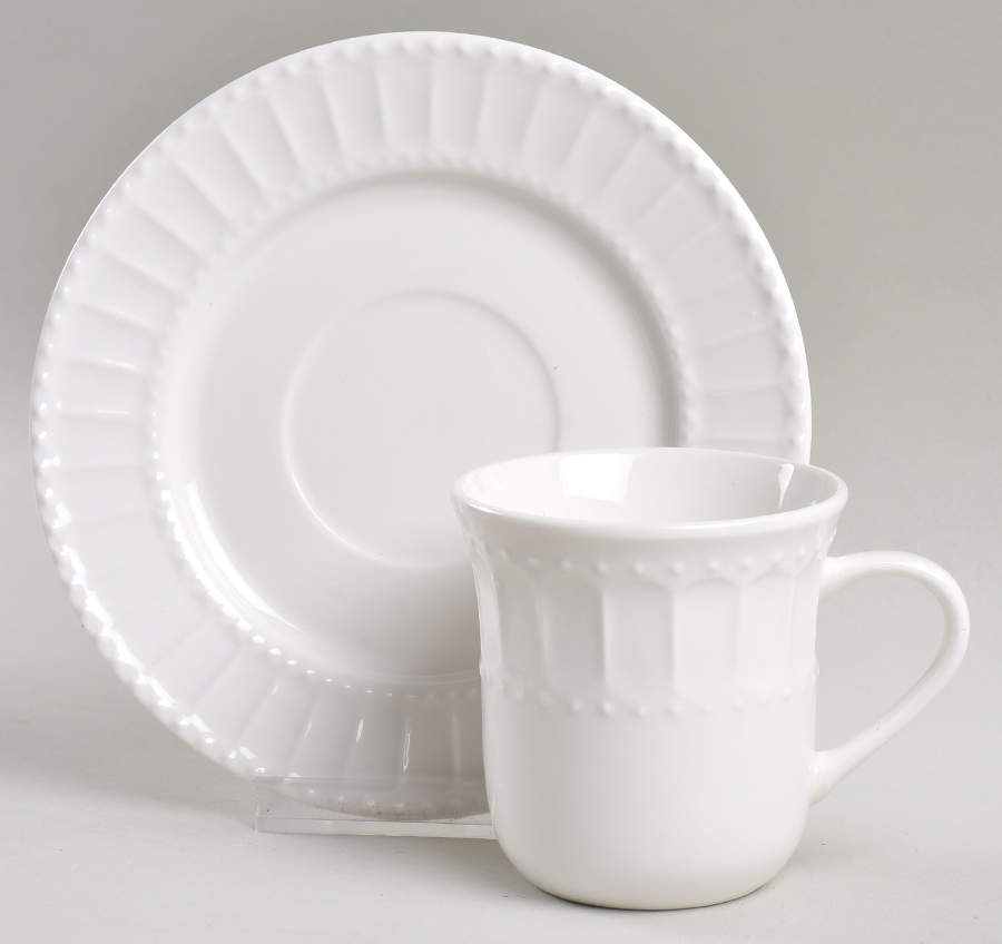 Regalia White Flat Cup & Saucer Set by Gibson Designs-1