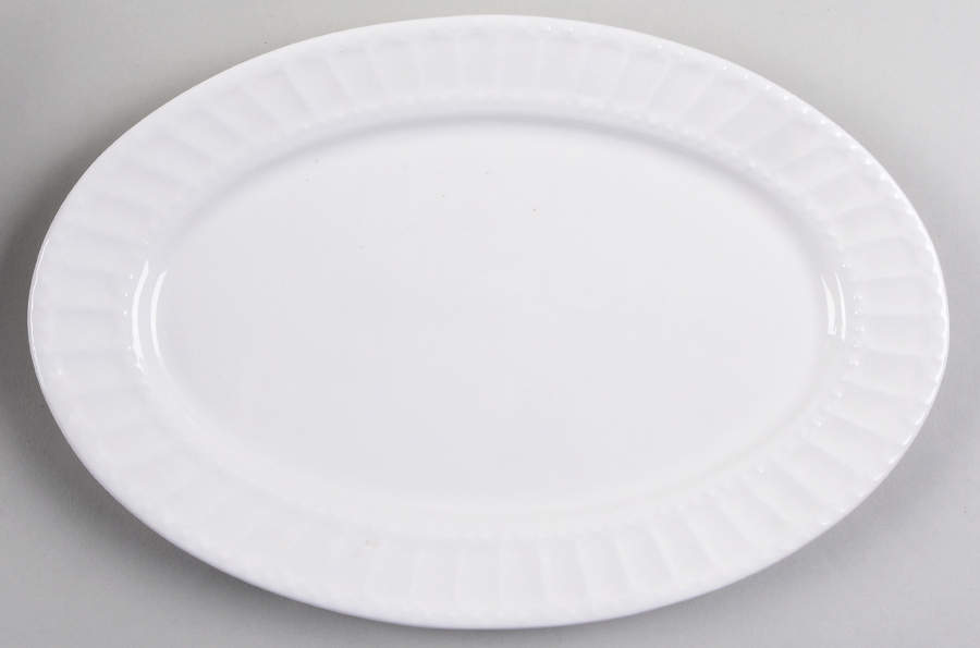 Regalia White 12" Oval Serving Platter by Gibson Designs-1