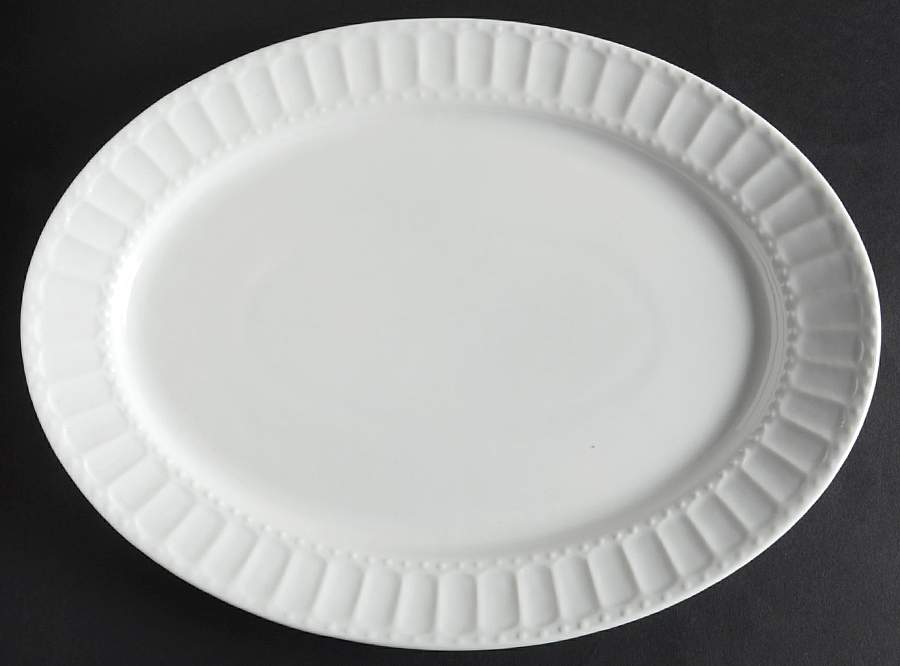 Regalia White 13" Oval Serving Platter by Gibson Designs-1