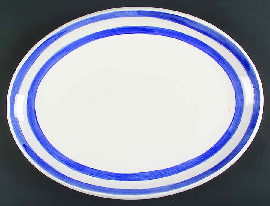Cabana Marine Blue 19" Oval Serving Platter by Gibson Designs-1