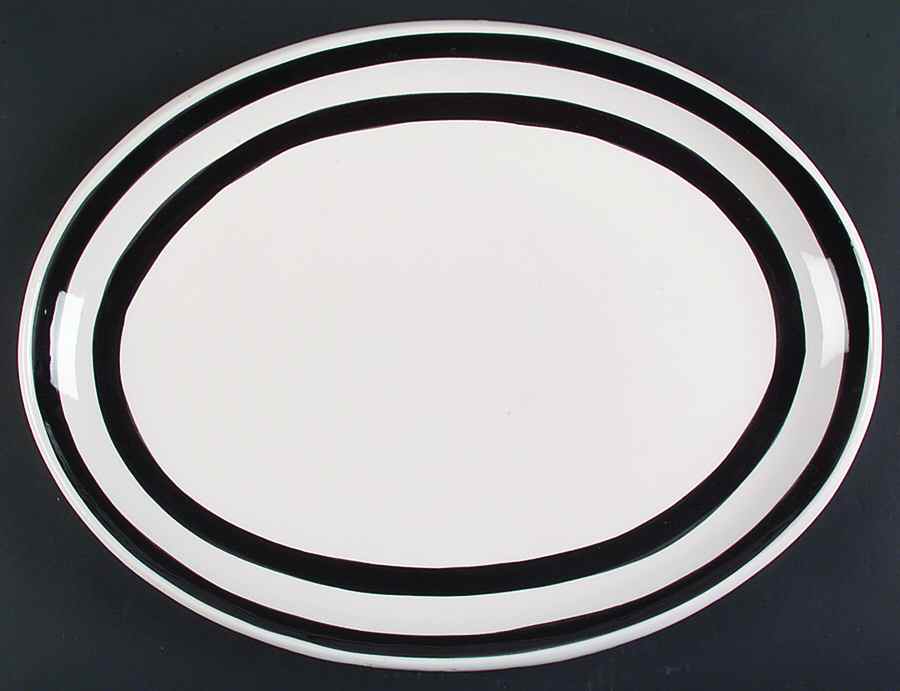 Cabana Black 19" Oval Serving Platter by Gibson Designs-1