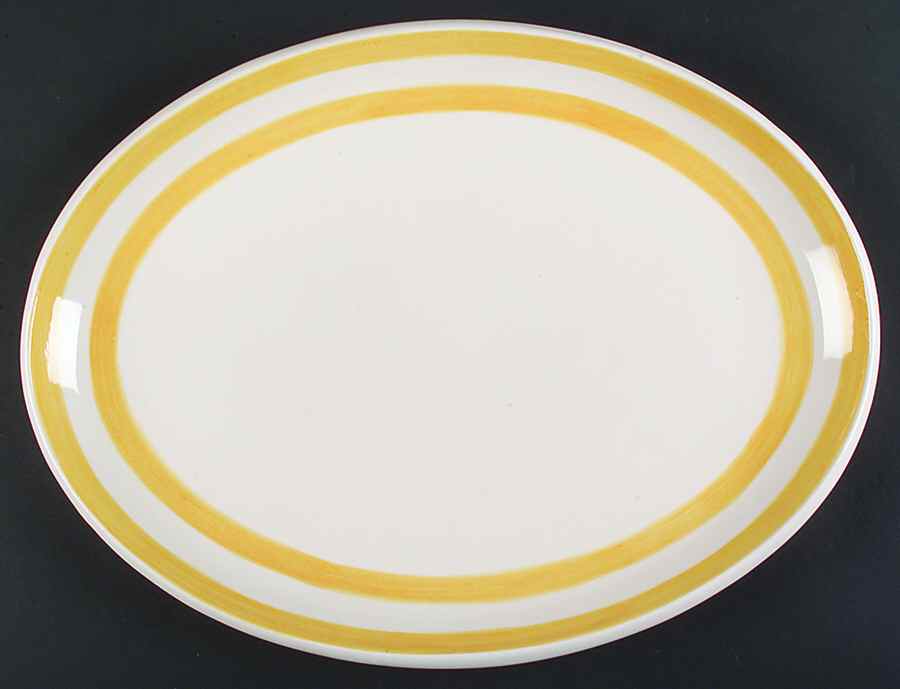 Cabana Yellow 19" Oval Serving Platter by Gibson Designs-1