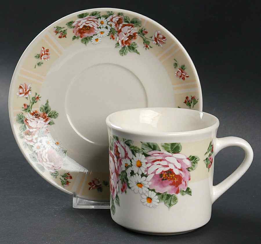 Rosanna Flat Cup & Saucer Set by Gibson Designs-1
