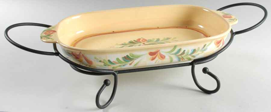 Siena 16" Rectangular Baker with Metal Stand by Gail Pittman-1