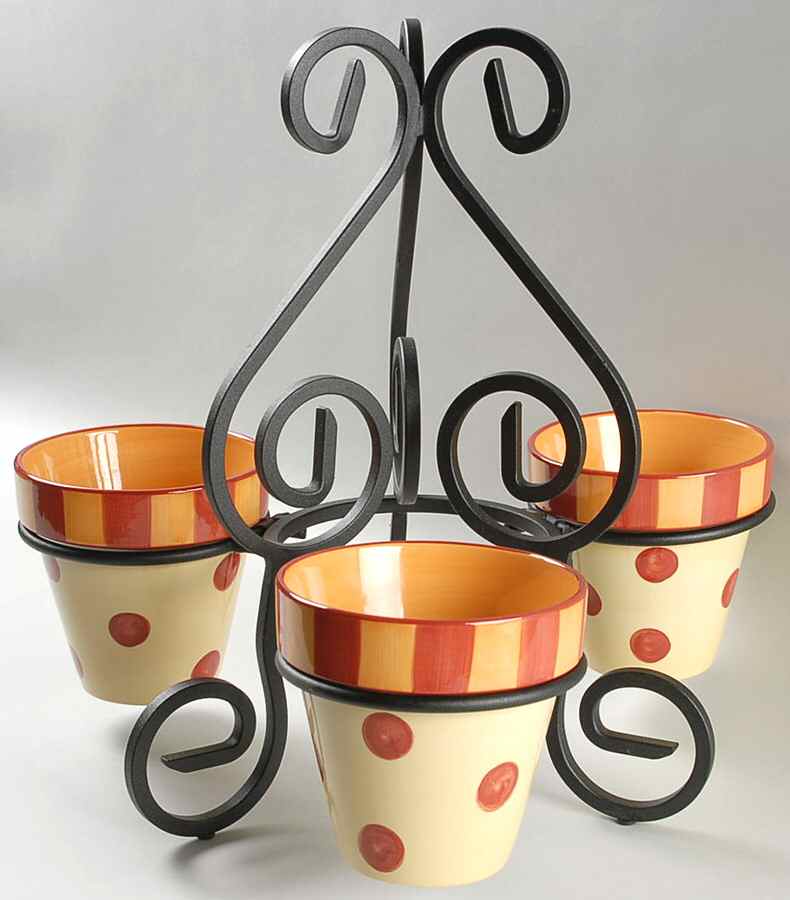 Siena 3 Herb Pots with Metal Holder by Gail Pittman-1