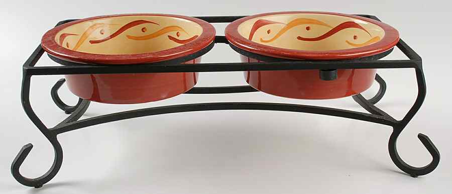 Siena Pet Caddy, 2 Bowls on Stand by Gail Pittman-1