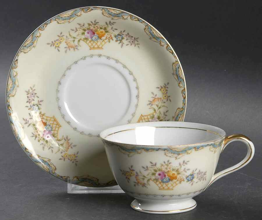 GOC43 Footed Cup & Saucer Set by Gold China-1