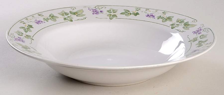 English Garden (White Background) Rim Soup Bowl by Gibson Designs-1