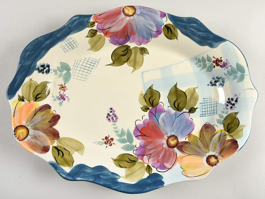 Crazy Daisies 18" Oval Serving Platter by Gibson Designs-1