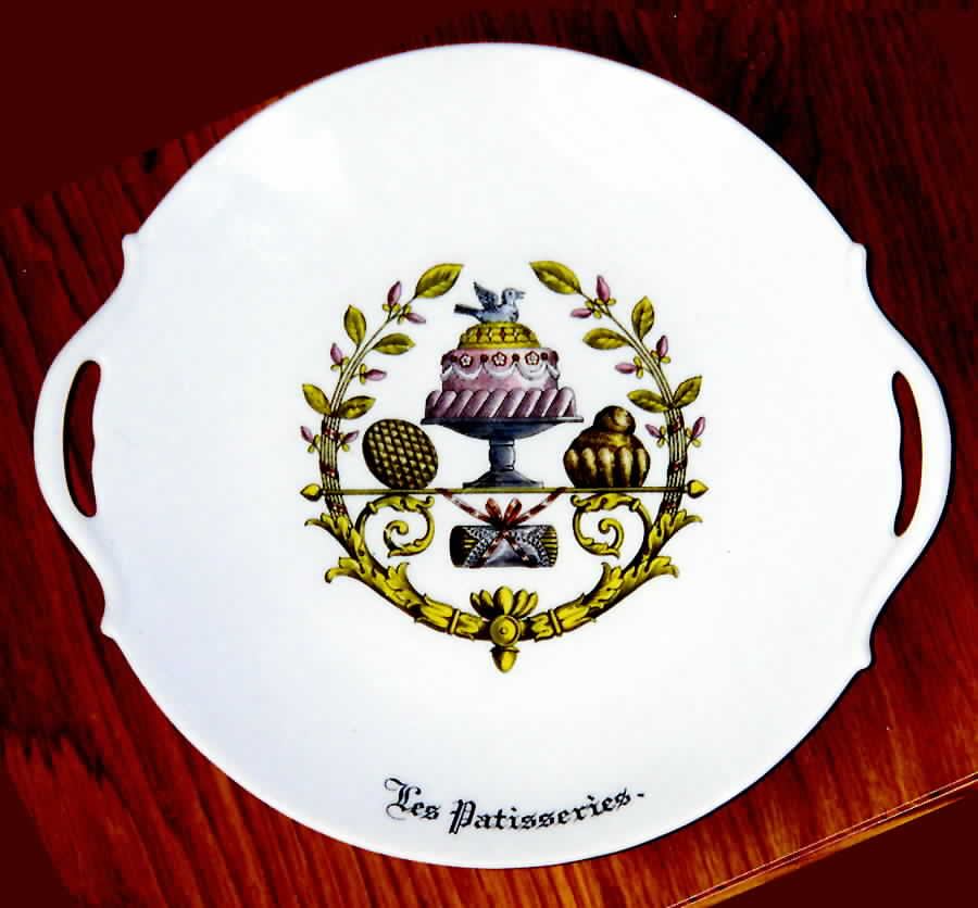 Les Patisseries Handled Cake Plate by Giraud China-1