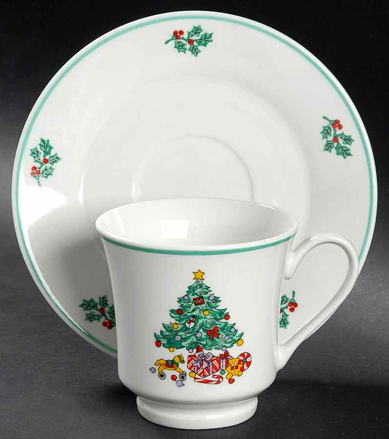HOLLY TREE Footed Cup & Saucer Set by Gibson Designs-1