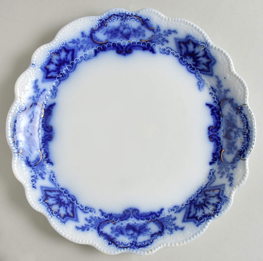 Alaska (Flow Blue, No Gold Ring) 11" Chop Plate (Round Platter) by Grindley-1