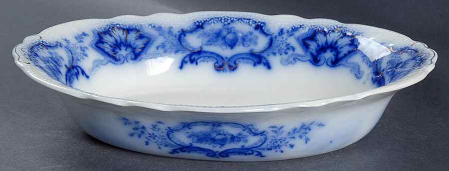 Alaska (Flow Blue, No Gold Ring) 10" Oval Vegetable Bowl by Grindley-1