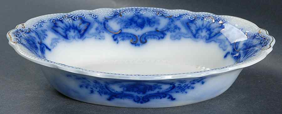 Alaska (Flow Blue, No Gold Ring) 9" Oval Vegetable Bowl by Grindley-1