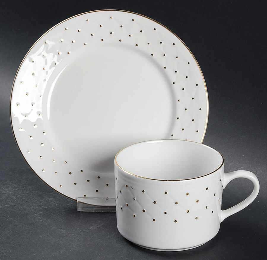 Golden Interlude Flat Cup & Bread & Butter Plate/Saucer Set by Gourmet Expressions-1