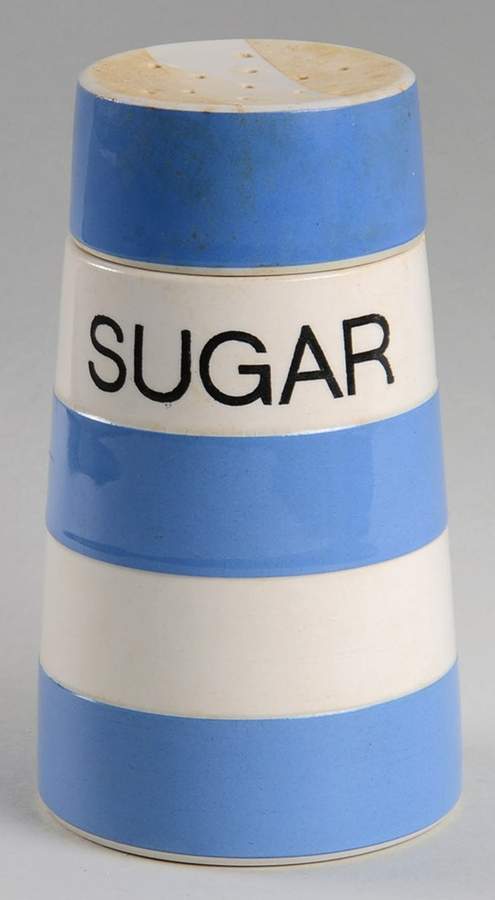Cornish Blue Cream (Target Stamp) Sugar Shaker &  Lid by T G Green (England)-1