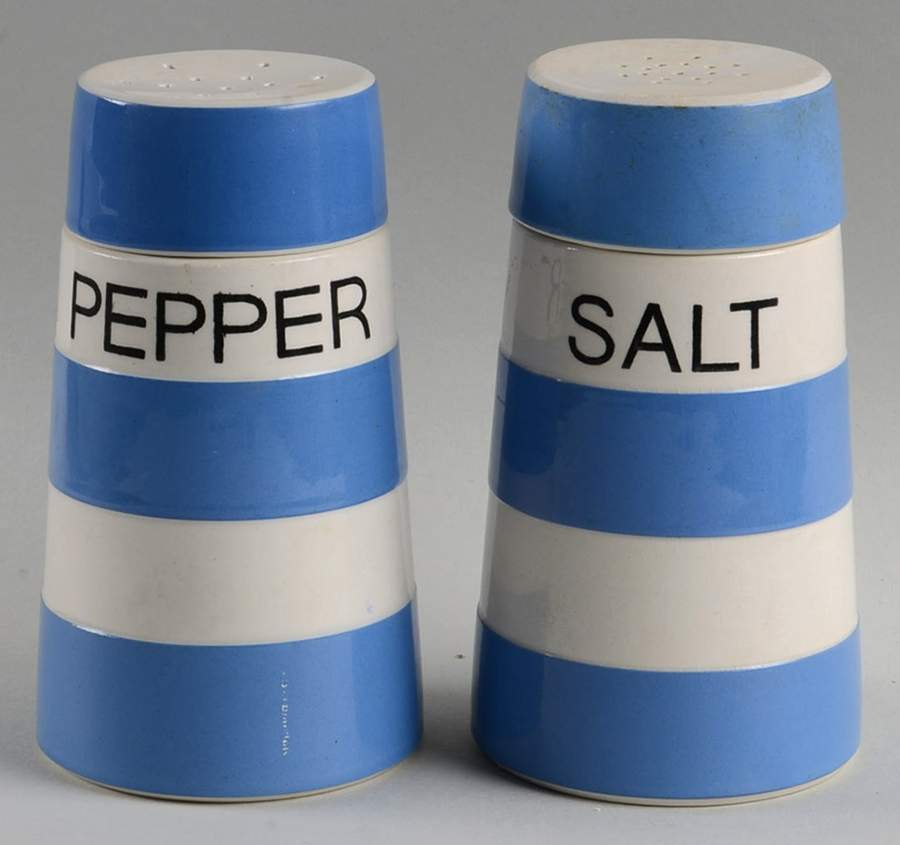 Cornish Blue Cream (Target Stamp) Salt & Pepper Set by T G Green (England)-1