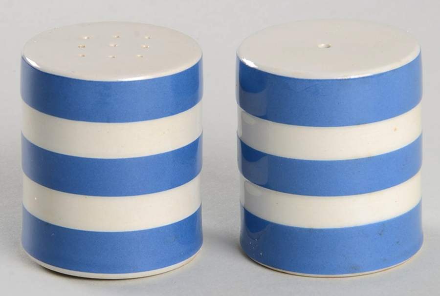 Cornish Blue Cream (Target Stamp) Salt & Pepper Set by T G Green (England)-1