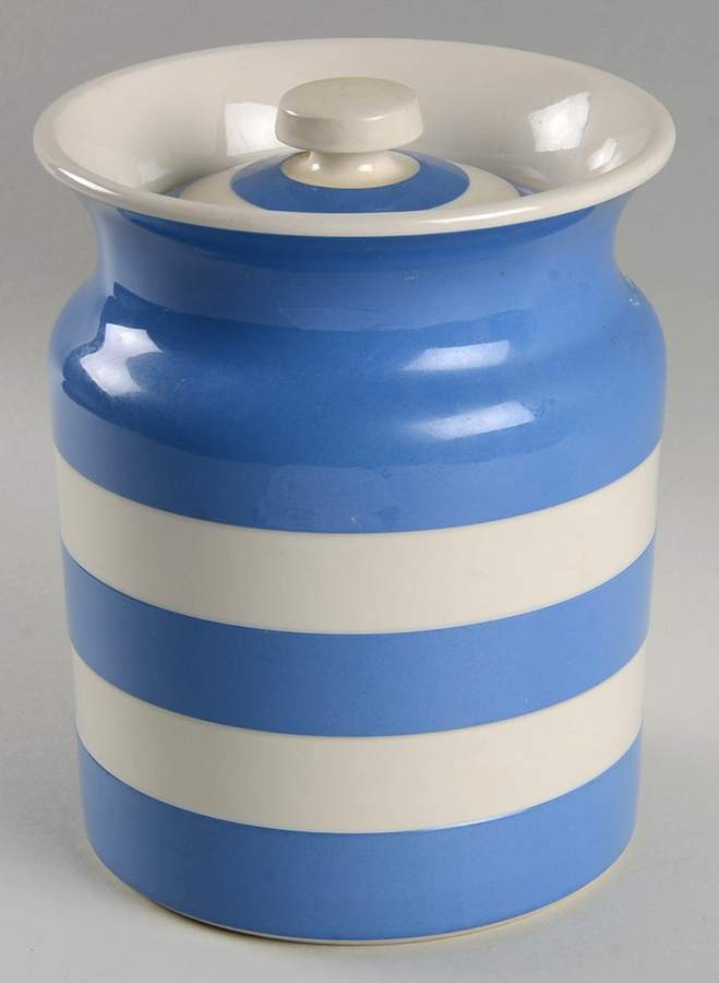 Cornish Blue Cream (Target Stamp) Large Canister & Lid by T G Green (England)-1