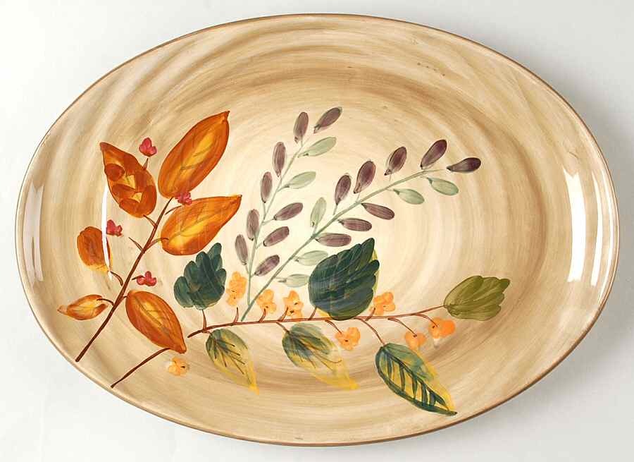Shadow Wood 13" Oval Serving Platter by Gibson Designs-1