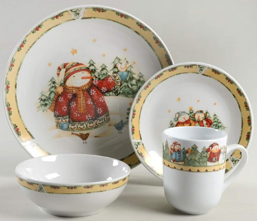 Snowman Frolic 4 Piece Place Setting by Gibson Designs-1