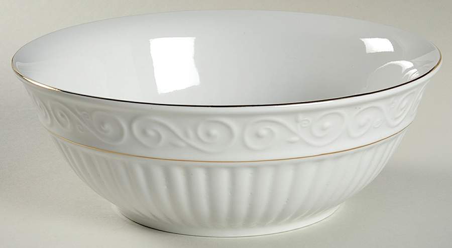 Claremont Gold (White Background) 9" Round Vegetable Bowl by Gibson Designs-1